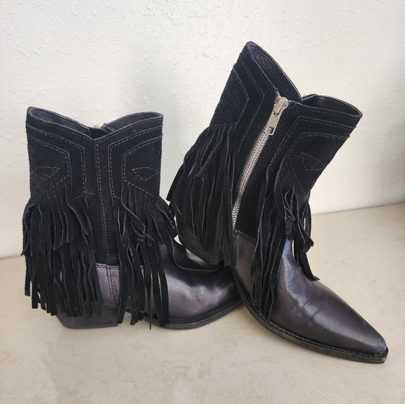 Free People Lawless Fringe Western Boots Western Fringe Size 38 7.5 - Picture 2 of 8